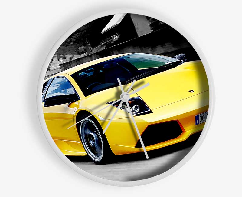 Lamborghini On The Move Yellow Clock - Wallart-Direct UK