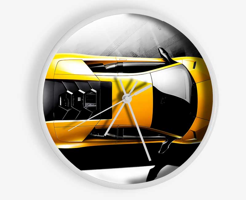 Lamborghini From Above Yellow Clock - Wallart-Direct UK