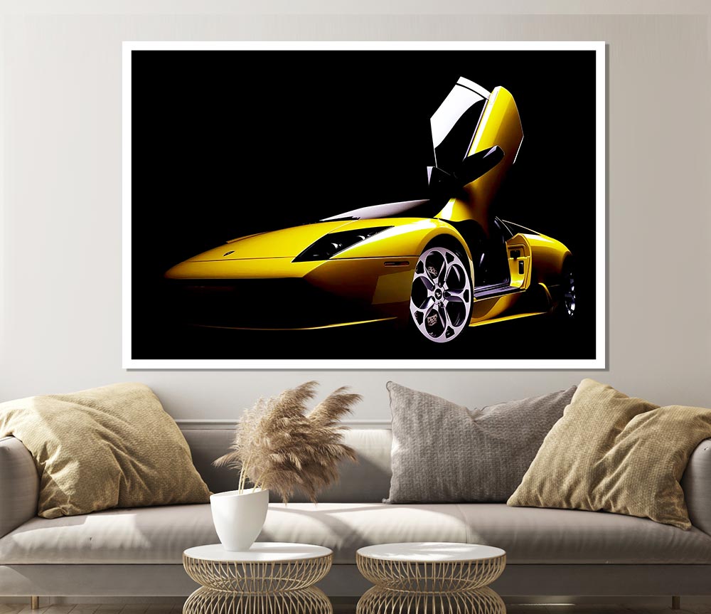 Lamborghini Doors Yellow Print Poster Wall Art