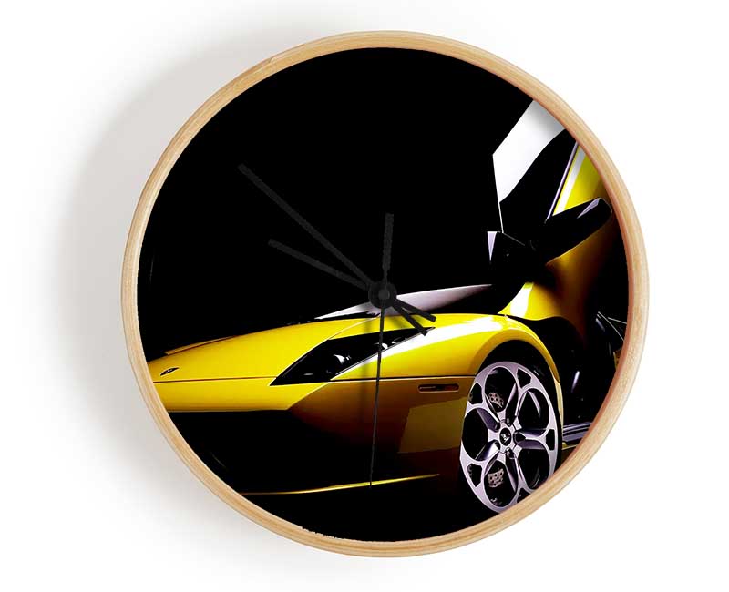 Lamborghini Doors Yellow Clock - Wallart-Direct UK