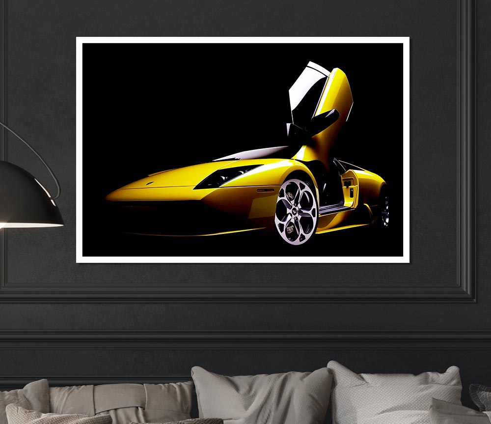 Lamborghini Doors Yellow Print Poster Wall Art