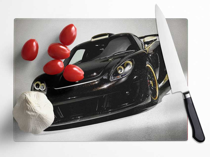 Lamborghini Black Gold Glass Chopping Board