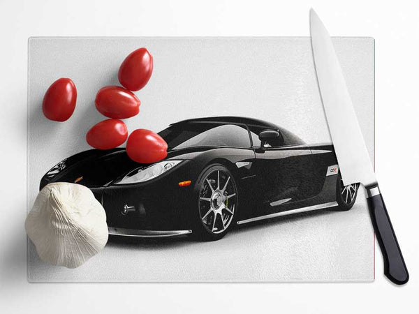 Keonigsegg Super Car Black Glass Chopping Board