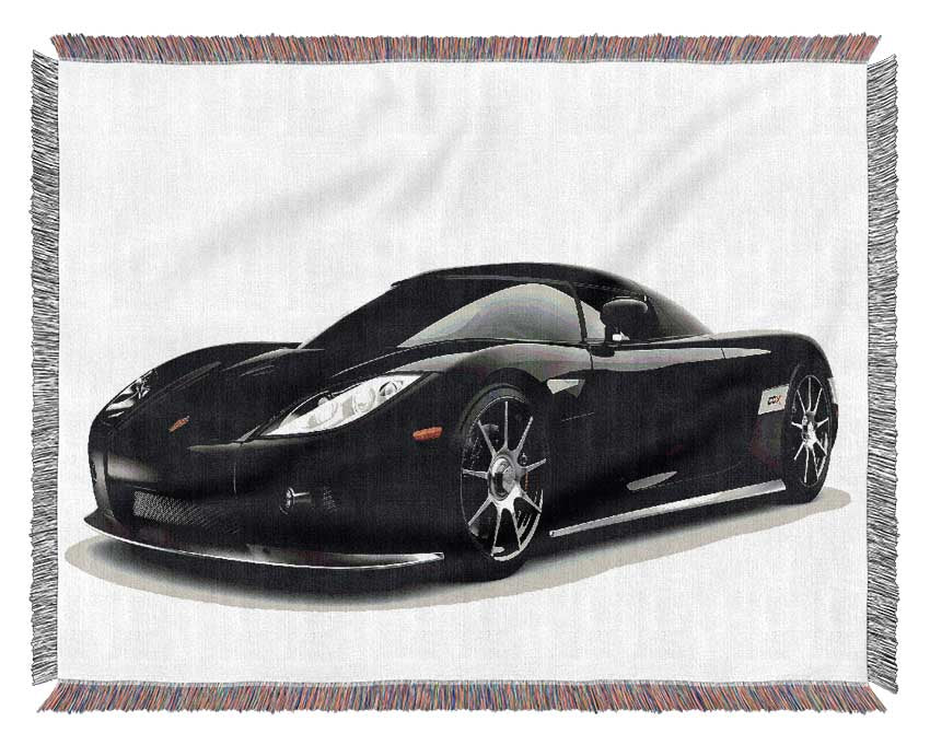 Keonigsegg Super Car Black Woven Blanket