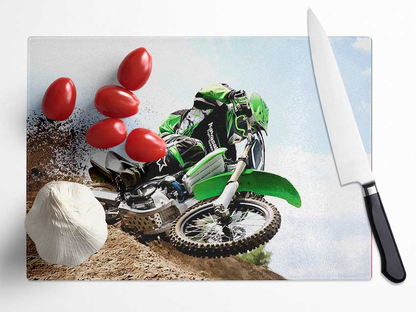 Kawasaki Motocross Glass Chopping Board