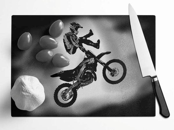 Free Style Motorcross B n W Glass Chopping Board