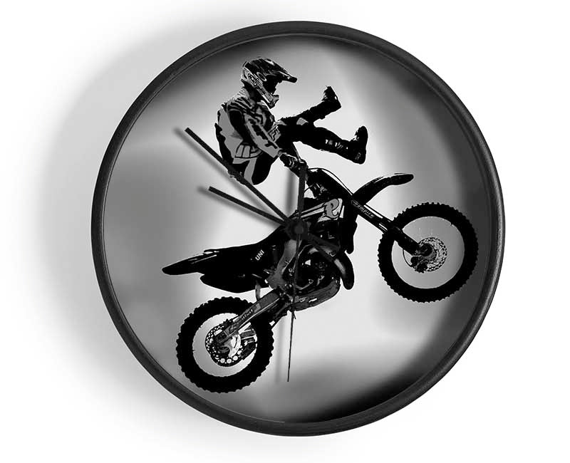 Free Style Motorcross B n W Clock - Wallart-Direct UK