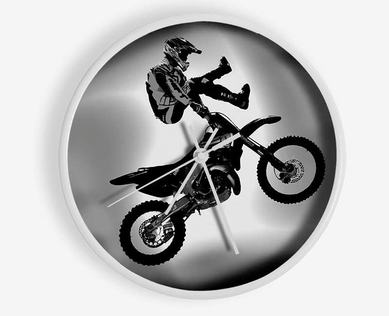 Free Style Motorcross B n W Clock - Wallart-Direct UK