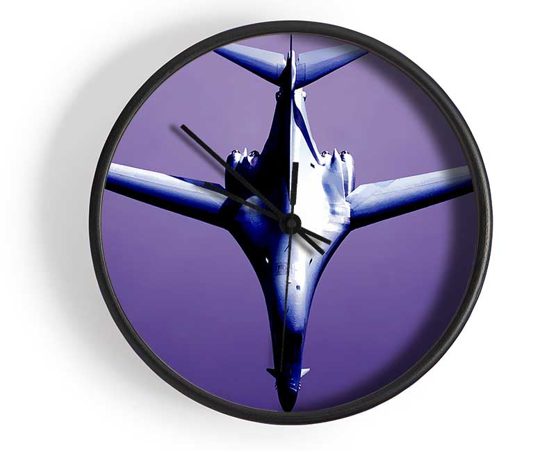 Fighter Plane Purple Skies Clock - Wallart-Direct UK