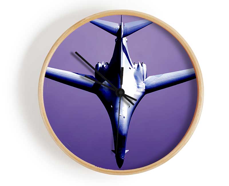 Fighter Plane Purple Skies Clock - Wallart-Direct UK