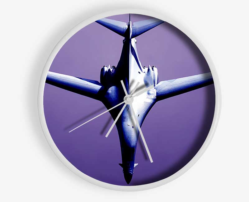 Fighter Plane Purple Skies Clock - Wallart-Direct UK