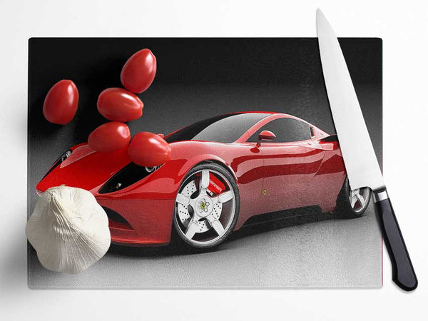 Ferrari Monster Red Glass Chopping Board