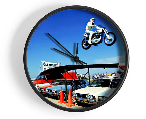 Evel Knievel Car Jump Clock - Wallart-Direct UK