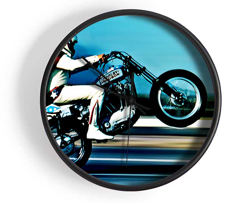 Evel Knievel Wheelie Colour Clock - Wallart-Direct UK