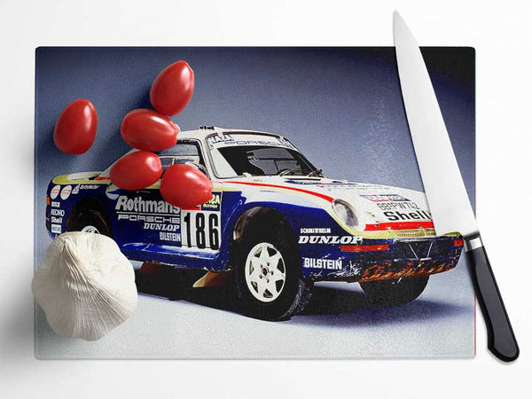 Dakar Rally Porsche Glass Chopping Board