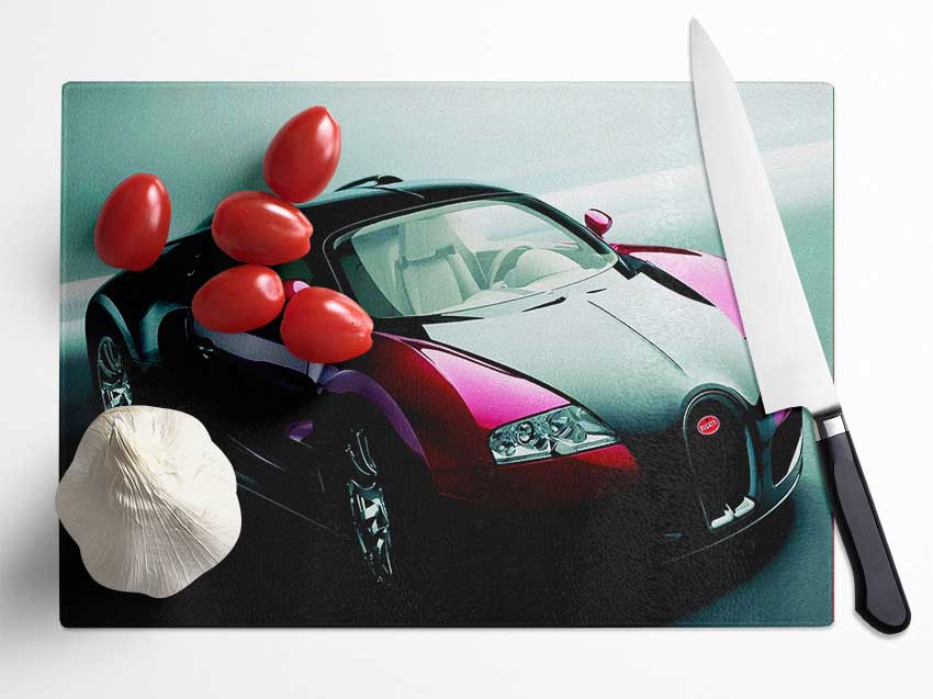 Bugatti Veyron Red And Black Glass Chopping Board