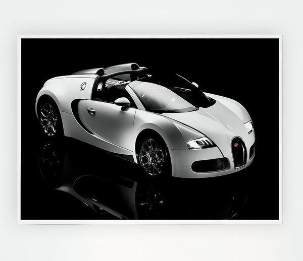 Bugatti Veyron Black And White Print Poster Wall Art