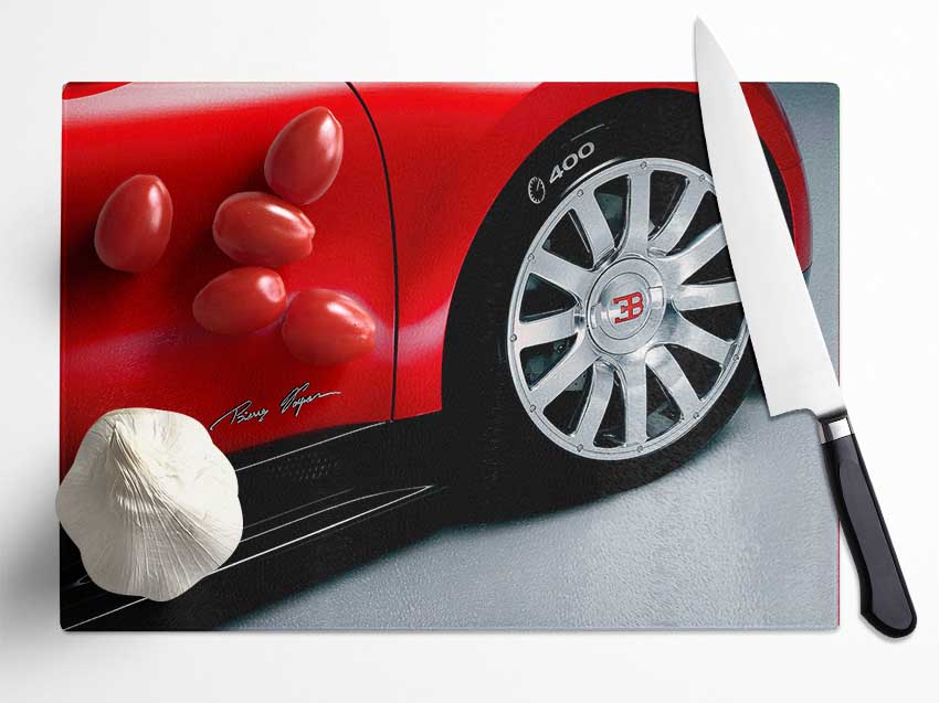 Bugatti Wheel Glass Chopping Board