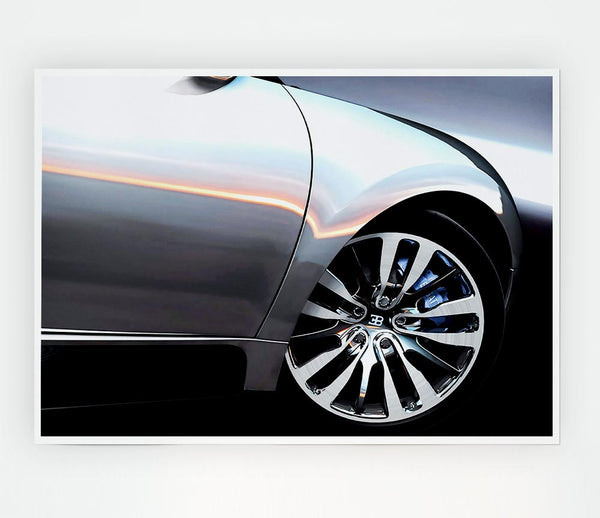 Bugatti Veyron Side Wheel Print Poster Wall Art