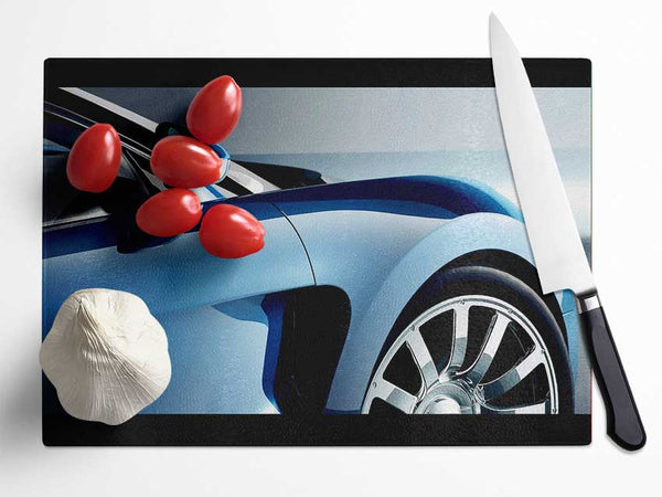 Bugatti Veyron Side Profile Blue Glass Chopping Board