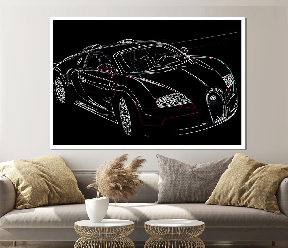 Bugatti Veyron Front Print Poster Wall Art