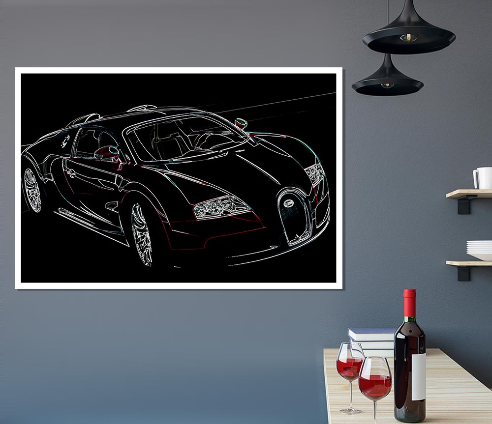 Bugatti Veyron Front Print Poster Wall Art