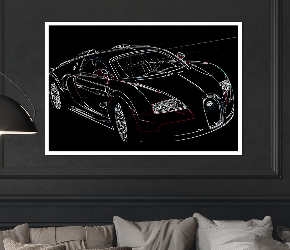 Bugatti Veyron Front Print Poster Wall Art