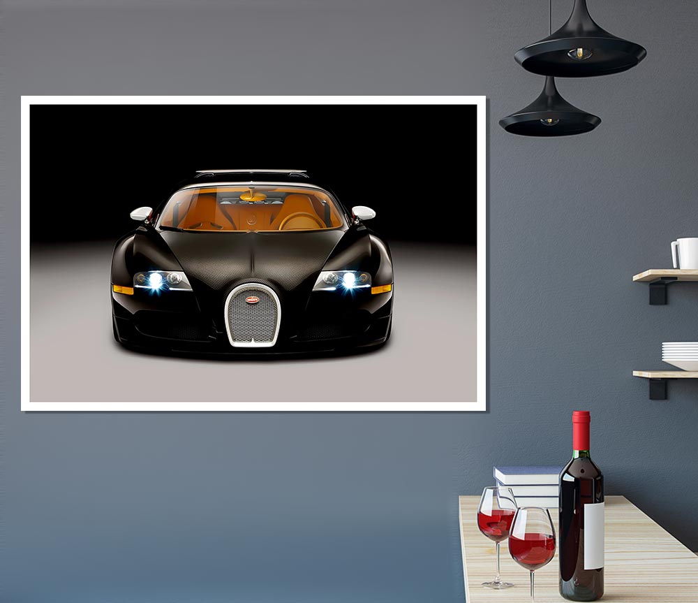 Bugatti Veyron Black Print Poster Wall Art