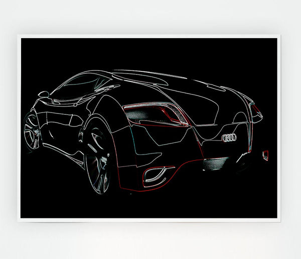 Bugatti Veyron Psychedelic Rear Print Poster Wall Art