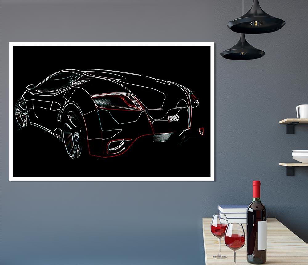 Bugatti Veyron Psychedelic Rear Print Poster Wall Art