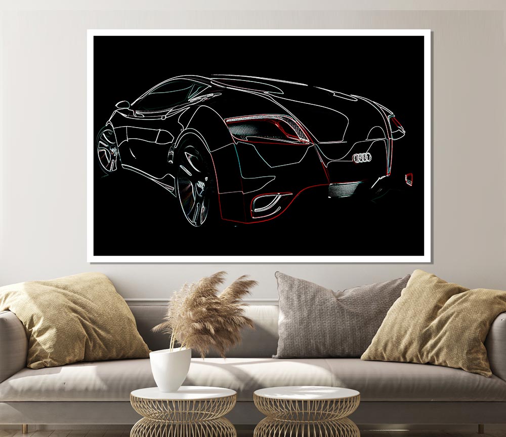 Bugatti Veyron Psychedelic Rear Print Poster Wall Art