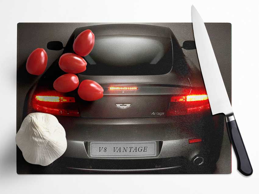 Aston Martin Vantage Gun Metal Grey Rear Glass Chopping Board