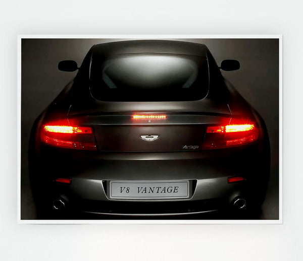 Aston Martin Vantage Gun Metal Grey Rear Print Poster Wall Art