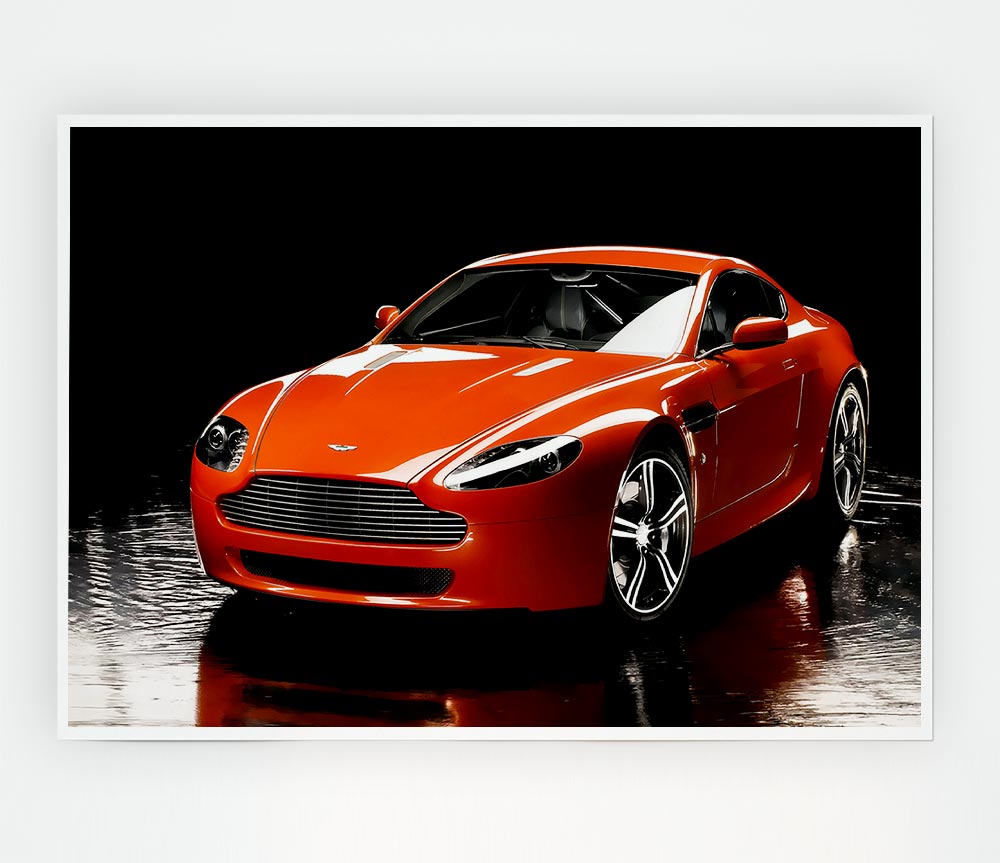 Aston Martin Orange Print Poster Wall Art