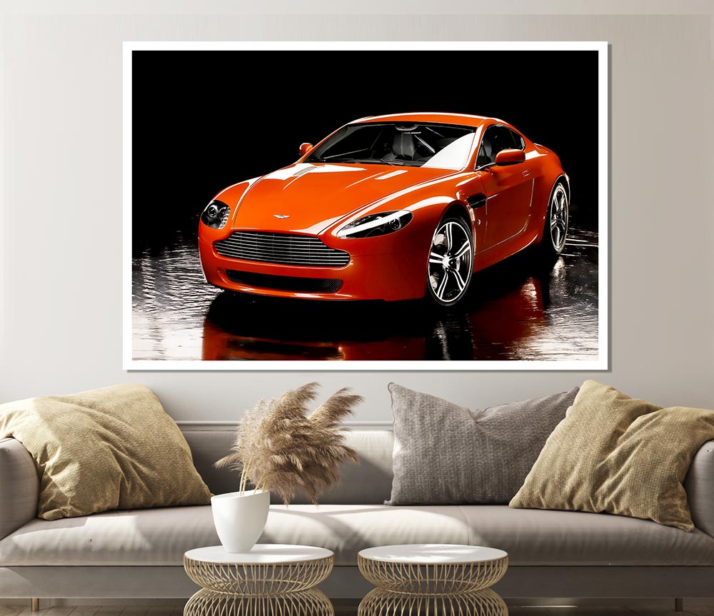 Aston Martin Orange Print Poster Wall Art