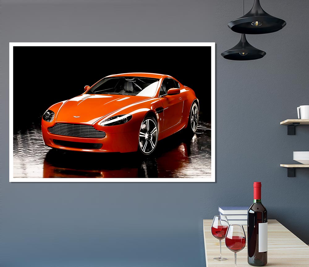 Aston Martin Orange Print Poster Wall Art