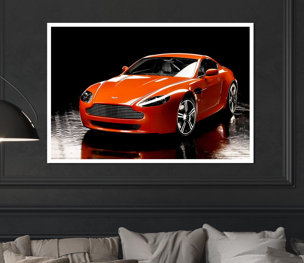 Aston Martin Orange Print Poster Wall Art