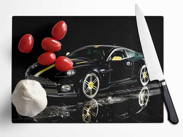 Aston Martin Db9 Black And Yellow Glass Chopping Board