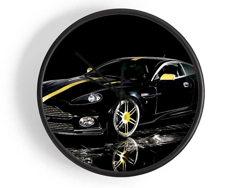 Aston Martin Db9 Black And Yellow Clock - Wallart-Direct UK