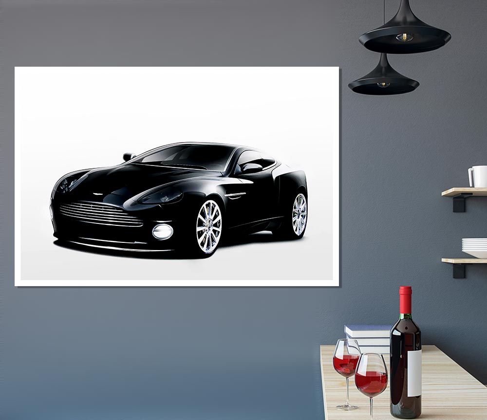 Aston Martin Db9 Black And White Print Poster Wall Art