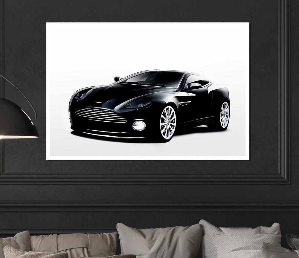 Aston Martin Db9 Black And White Print Poster Wall Art