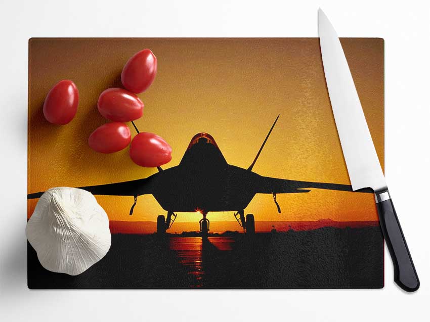 Airoplane At Sunset Glass Chopping Board