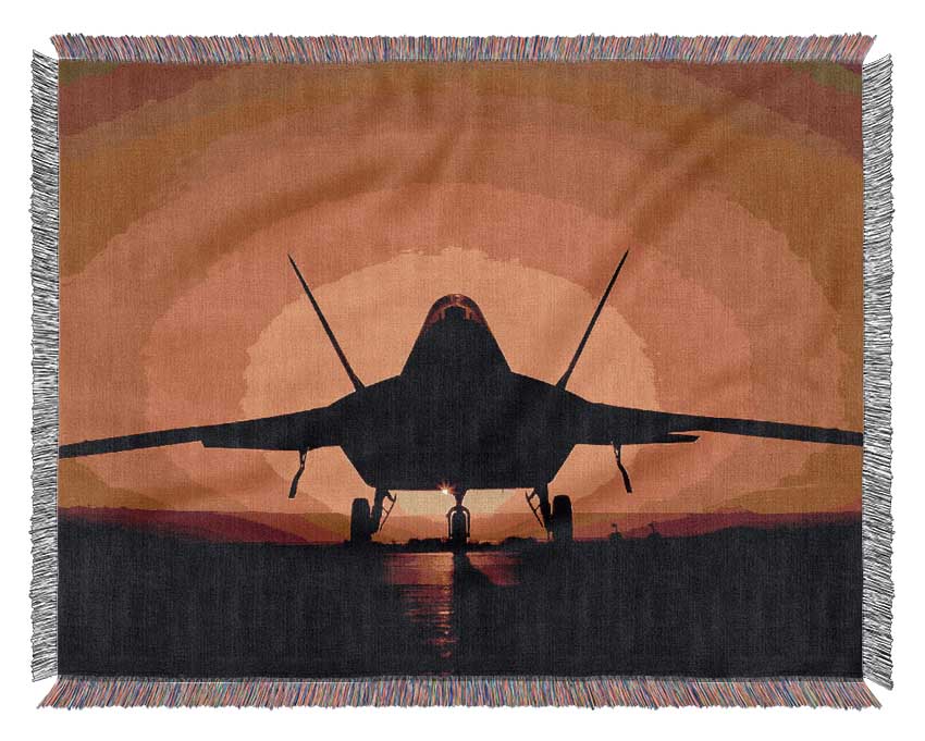 Airoplane At Sunset Woven Blanket