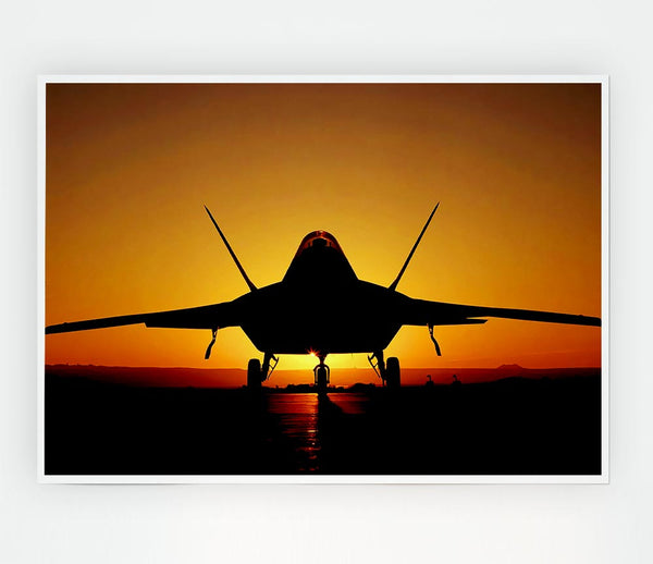 Airoplane At Sunset Print Poster Wall Art