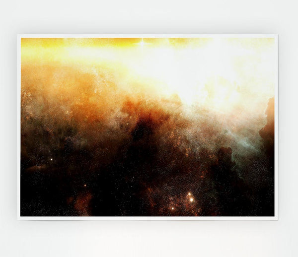 Golden Nebula Print Poster Wall Art