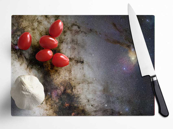 Milky Way Starscape Glass Chopping Board