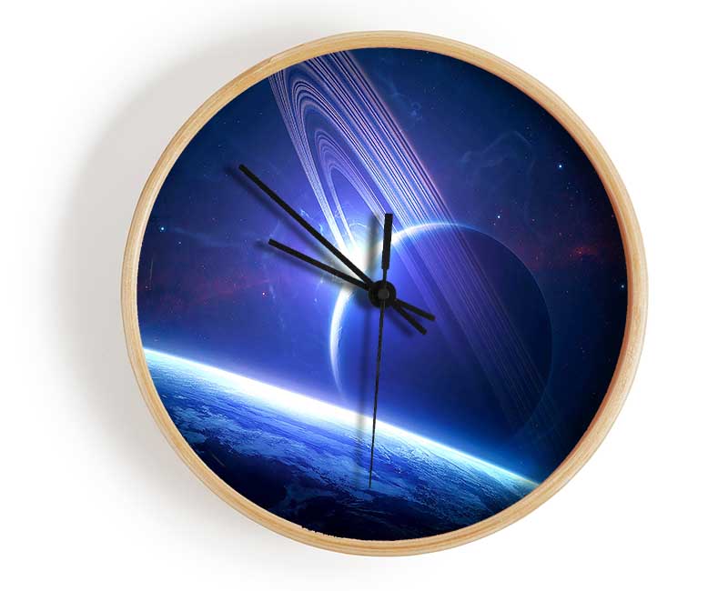 Planets Universe Blue Clock - Wallart-Direct UK