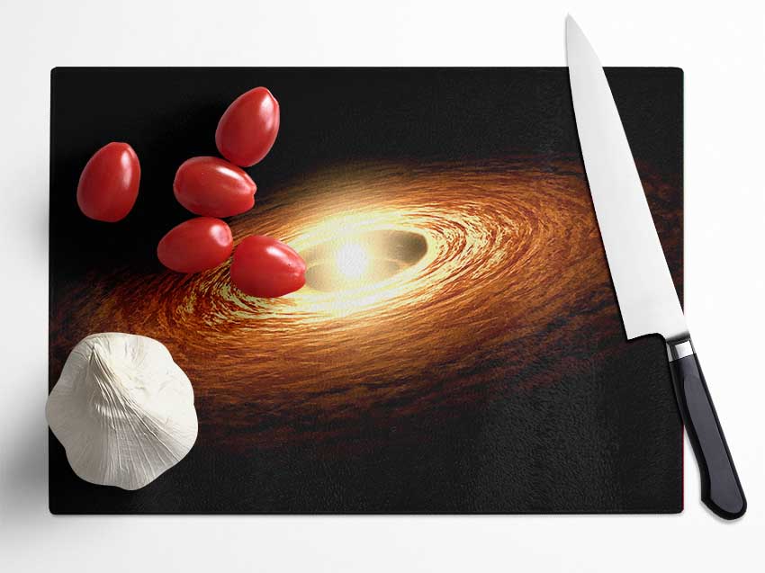 Golden Ring Galaxy Glass Chopping Board