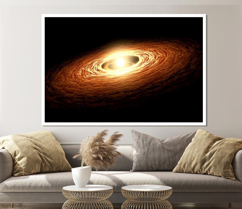 Golden Ring Galaxy Print Poster Wall Art