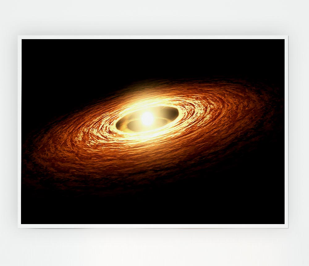 Golden Ring Galaxy Print Poster Wall Art